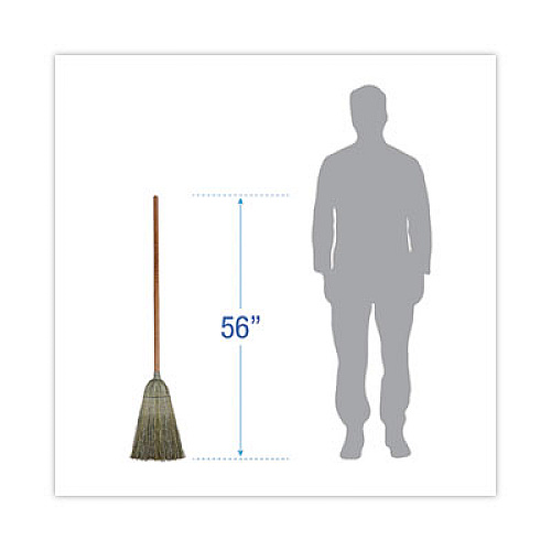 Boardwalk Warehouse Broom, Yucca Corn Fiber Bristles, 56" Overalll Length, Natural, 12/Carton (932YCT)