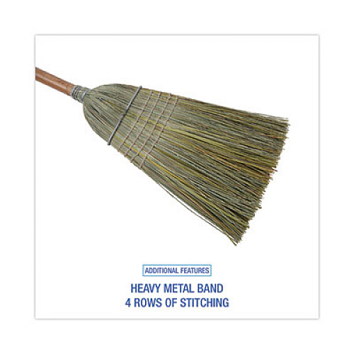 Boardwalk Warehouse Broom, Yucca Corn Fiber Bristles, 56" Overalll Length, Natural, 12/Carton (932YCT)