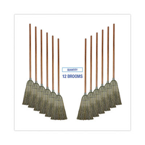 Boardwalk Warehouse Broom, Yucca Corn Fiber Bristles, 56" Overalll Length, Natural, 12/Carton (932YCT)