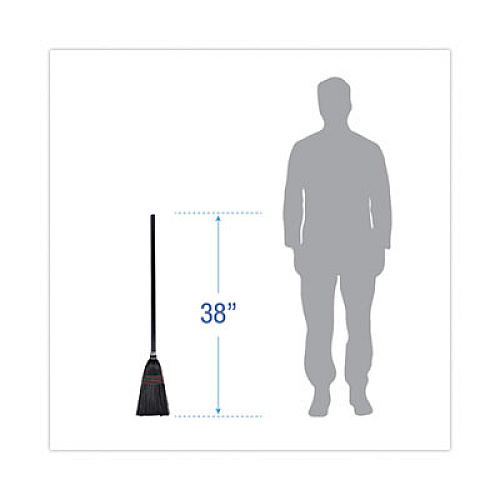Boardwalk Flag Tipped Poly Lobby Brooms, Flag Tipped Poly Bristles, 38" Overall Length, Natural/Black, 12/Carton (951BP)