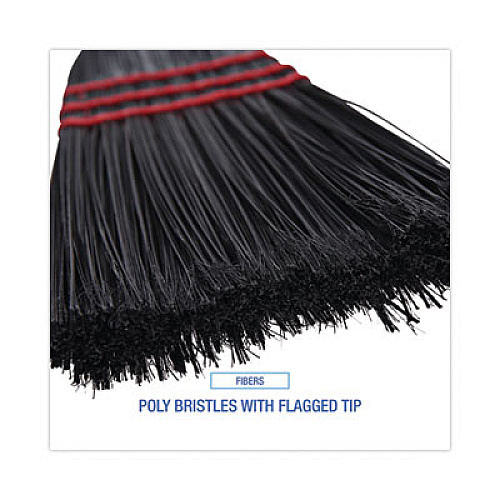 Boardwalk Flag Tipped Poly Lobby Brooms, Flag Tipped Poly Bristles, 38" Overall Length, Natural/Black, 12/Carton (951BP)