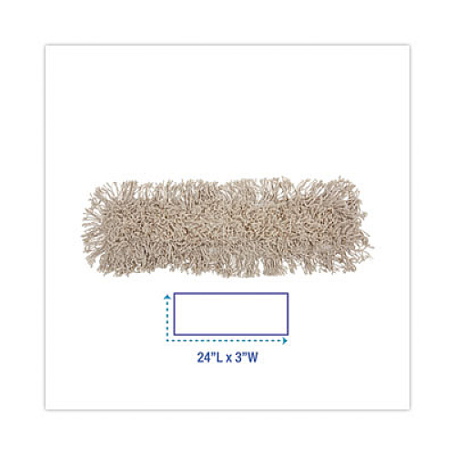 Boardwalk Industrial Dust Mop Head, Cotton, 24 x 3, White (1024)