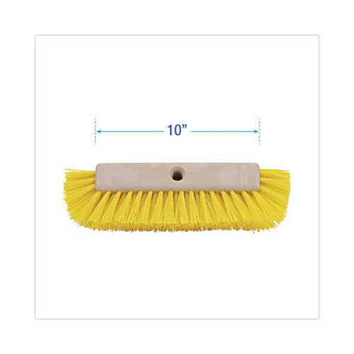 Boardwalk Dual-Surface Scrub Brush, Yellow Polypropylene Bristles, 10" Brush, Plastic Handle (3410)