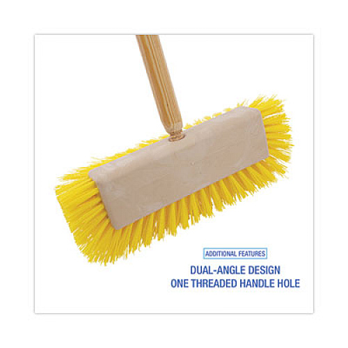Boardwalk Dual-Surface Scrub Brush, Yellow Polypropylene Bristles, 10" Brush, Plastic Handle (3410)