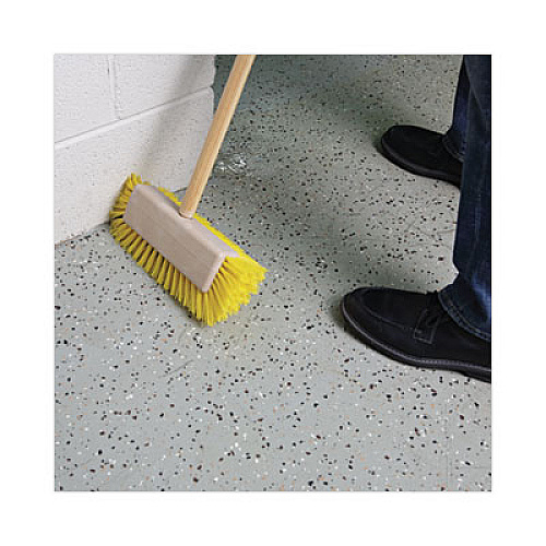 Boardwalk Dual-Surface Scrub Brush, Yellow Polypropylene Bristles, 10" Brush, Plastic Handle (3410)