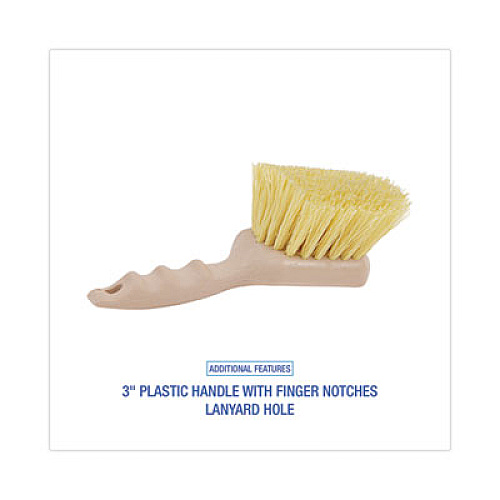 Boardwalk Utility Brush, Cream Polypropylene Bristles, 5.5" Brush, 3" Tan Plastic Handle (4308)