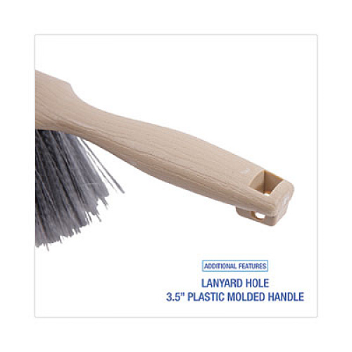 Boardwalk Counter Brush, Gray Flagged Polypropylene Bristles, 4.5" Brush, 3.5" Tan Plastic Handle (5408)