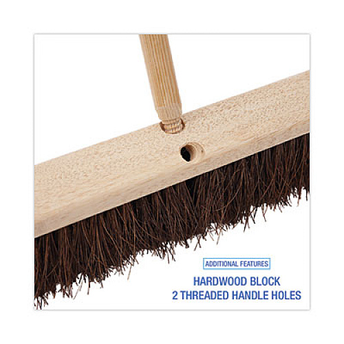 Boardwalk Floor Brush Head, 3.25" Natural Palmyra Fiber Bristles, 18" Brush (20118)