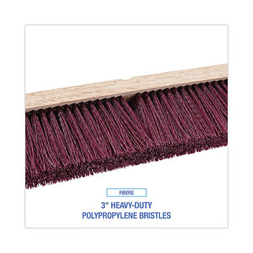 Boardwalk Floor Brush Head, 3" Maroon Heavy-Duty Polypropylene Bristles, 18" Brush (20318)
