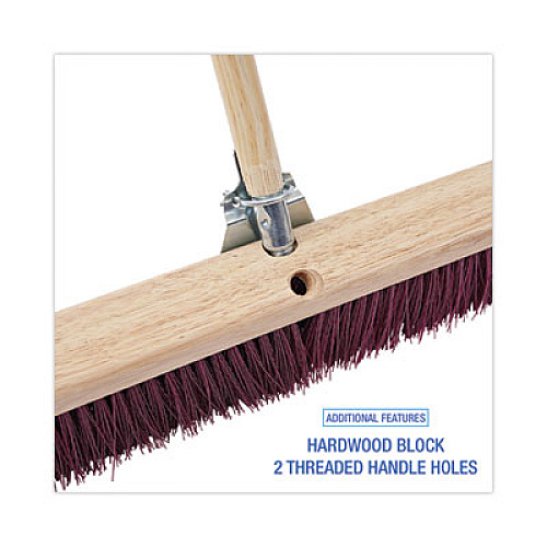 Boardwalk Floor Brush Head, 3.25" Maroon Stiff Polypropylene Bristles, 36" Brush (20336)