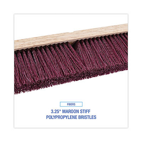 Boardwalk Floor Brush Head, 3.25" Maroon Stiff Polypropylene Bristles, 36" Brush (20336)
