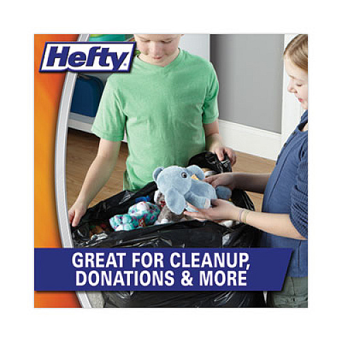Hefty Easy Flaps Trash Bags, Tie-Flap, 30 gal, 0.85 mil, 30" x 33", Black, 40 Bags/Box, 6 Boxes/Carton (E27744CT)