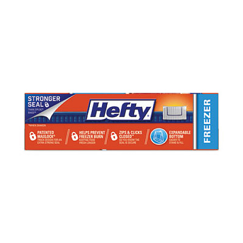 Hefty Slider Stand and Fill Freezer Storage Bags, 32 oz, 7" x 8", Clear, 35 Bags/Box, 9 Boxes/Carton (R88079CT)