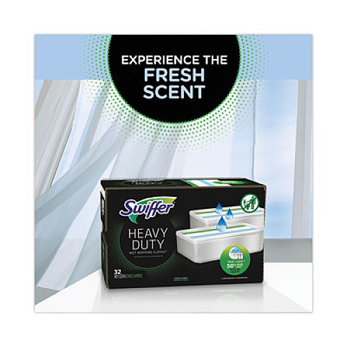 Swiffer Heavy-Duty Wet Refill Cloths, 10 x 8, Open Window Fresh, 20/Tub, 6 Tubs/Carton (76472)