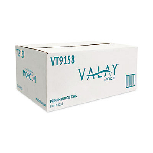Morcon Tissue Valay Universal TAD Roll Towels, 1-Ply, 8 x 600 ft, White, 6 Rolls/Carton (VT9158)
