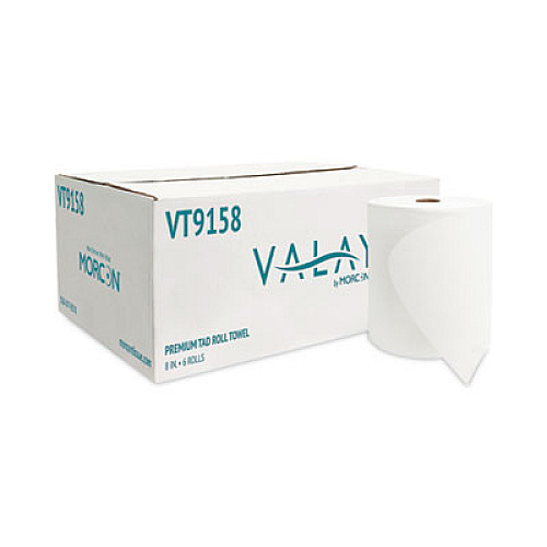 Morcon Tissue Valay Universal TAD Roll Towels, 1-Ply, 8 x 600 ft, White, 6 Rolls/Carton (VT9158)