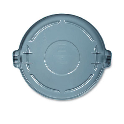 Rubbermaid Commercial BRUTE Self-Draining Flat Top Lids for 10 gal Round BRUTE Container, 15.91" Diameter, Gray, 6/Carton (260900GRAYCT)