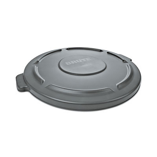 Rubbermaid Commercial BRUTE Self-Draining Flat Top Lids for 10 gal Round BRUTE Container, 15.91" Diameter, Gray, 6/Carton (260900GRAYCT)