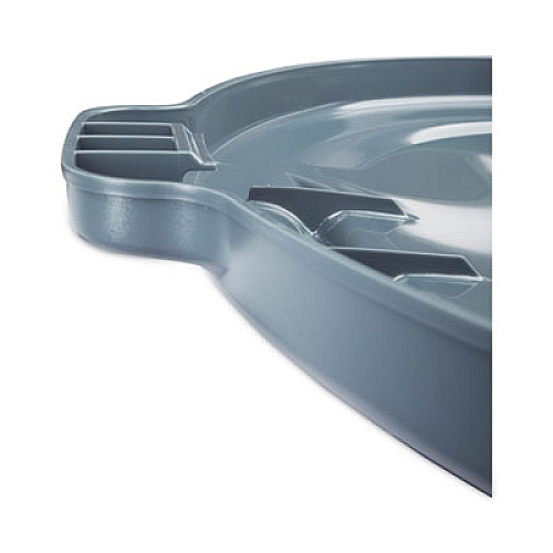Rubbermaid Commercial BRUTE Self-Draining Flat Top Lids for 10 gal Round BRUTE Container, 15.91" Diameter, Gray, 6/Carton (260900GRAYCT)