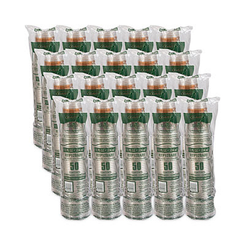 Dart Bare Eco-Forward RPET Cold Cups, Squat, ProPlanet Seal, 12 oz to 14 oz, Plastic, Leaf Design, 50/Pack, 20 Packs/Carton (RTP12BARECT)
