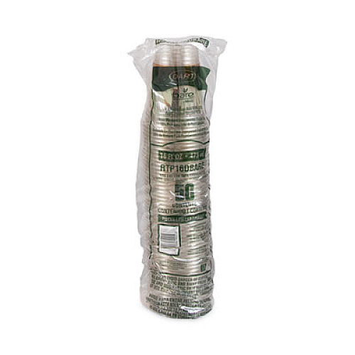 Dart Bare Eco-Forward RPET Cold Cups, 16 oz to 18 oz, Plastic, Leaf Design, 50/Pack (RTP16DBAREPK)