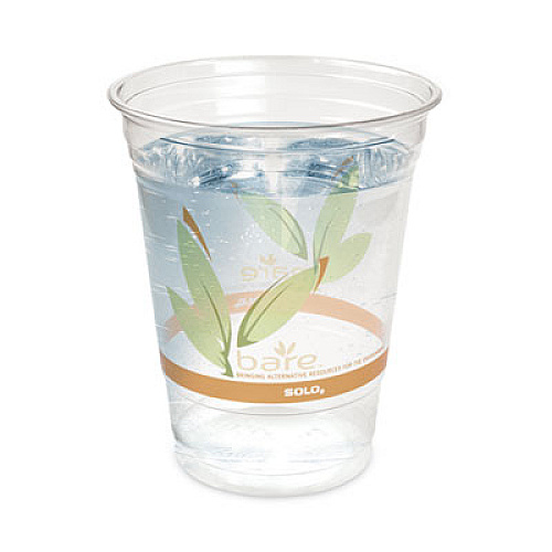 Dart Bare Eco-Forward RPET Cold Cups, Squat, ProPlanet Seal, 12 oz to 14 oz, Plastic, Leaf Design, 50/Pack, 20 Packs/Carton (RTP12BARECT)