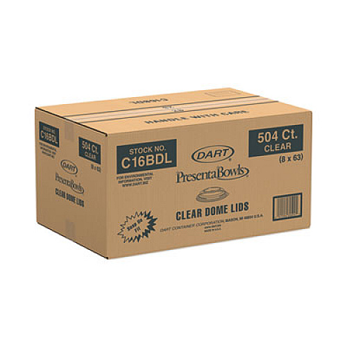 Dart PresentaBowls Clear Dome Lids, 5.4" Diameter x 1.1" h, Plastic, 504/Carton (C16BDL)