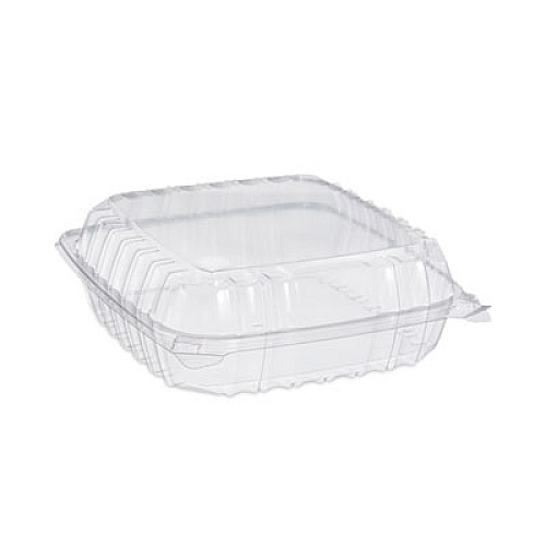 Dart ClearSeal Hinged-Lid Plastic Containers, 9.3 x 8.8 x 3, Clear, Plastic, 100/Bag, 2 Bags/Carton (C95PST1)