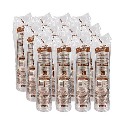 Dart Ultra Clear PETE Cold Cups, 32 oz, Plastic, Clear, 300/Carton (TC32)