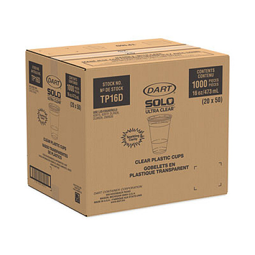 SOLO Ultra Clear PET Cups, Squat, 16 oz, Plastic, 50/Pack (TP16DPK)