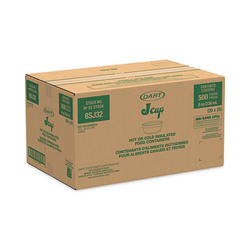 Dart Foam Container, Squat, 8 oz, 4.63" Diameter x 1.13" h, White, 500/Carton (8SJ32)