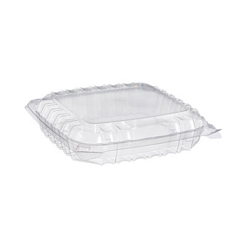 Dart ClearSeal Hinged-Lid Plastic Containers, 8.31 x 8.31 x 2, Clear, Plastic, 125/Bag, 2 Bags/Carton (C89PST1)