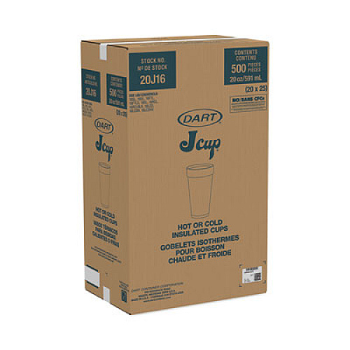 Dart Horizon Hot/Cold Foam Drinking Cups, 20 oz, White/Blueberry, 25/Bag, 20 Bags/Carton (20J16H)