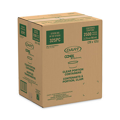 Dart Conex Complements Portion/Medicine Cups, 3.25 oz, Plastic, Clear, 125/Bag, 20 Bags/Carton (325PC)