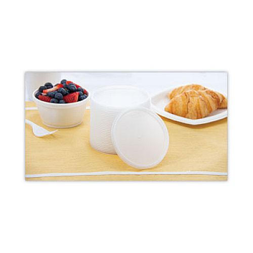 Dart Plastic Lids for Foam Cups, Bowls and Containers, Flat, Vented, Fits 6 oz to 32 oz, Translucent, 100/Pack, 10 Packs/Carton (20JL)