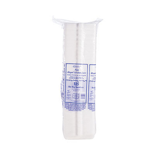 Dart Foam Hinged Lid Container, Hot Dog Container, 3.8 x 7.1 x 2.3, White, 125/Bag, 4 Bags/Carton (72HT1)