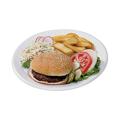 Dart Quiet Classic Laminated Foam Dinnerware Plate, 9" dia, White, 125/Pack (9PWQRPK)