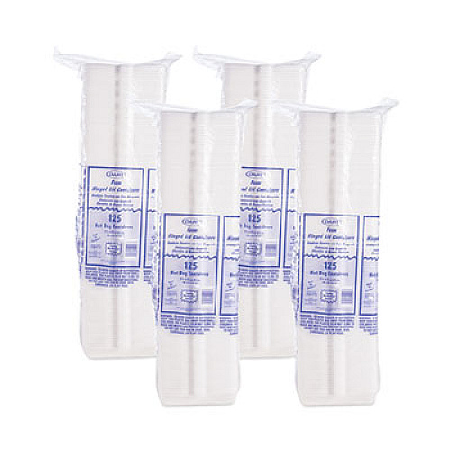 Dart Foam Hinged Lid Container, Hot Dog Container, 3.8 x 7.1 x 2.3, White, 125/Bag, 4 Bags/Carton (72HT1)