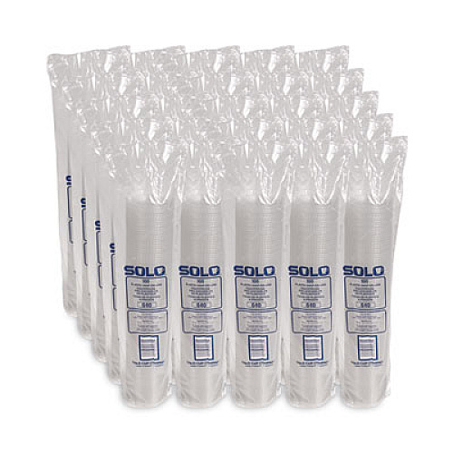 SOLO PETE Flat Straw-Slot Cold Cup Lids, Fits 12 oz Cold Cups, Plastic, Clear, 100/Pack, 25 Packs/Carton (640TS)
