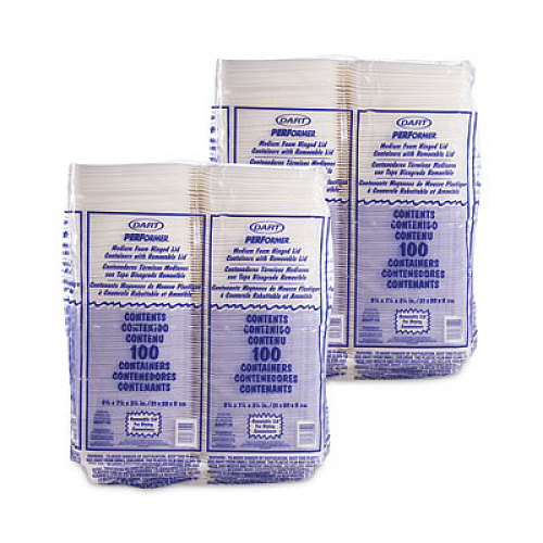 Dart Foam Hinged Lid Containers, 8.38 x 7.78 x 3.25, White, 200/Carton (85HT1R)