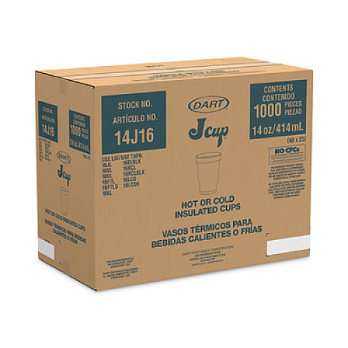 Dart Foam Drink Cups, 14 oz, White, 1,000/Carton (14J16)