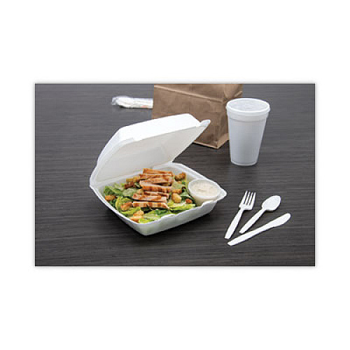 Dart Foam Hinged Lid Containers, 8.38 x 7.78 x 3.25, White, 200/Carton (85HT1R)