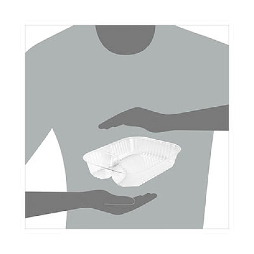 Dart ClearPac Large Nacho Tray, 2 Compartments, 3.3 oz, 6.2 x 6.2 x 1.6, Clear, Plastic, 500/Carton (C68NT2)