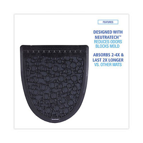 Boardwalk Disposable Urinal Floor Mat 2.0, Shield-Shaped, Black/Gray Slip-Resistant Surface, 17.5" x 20", 6/Carton (UMBB)