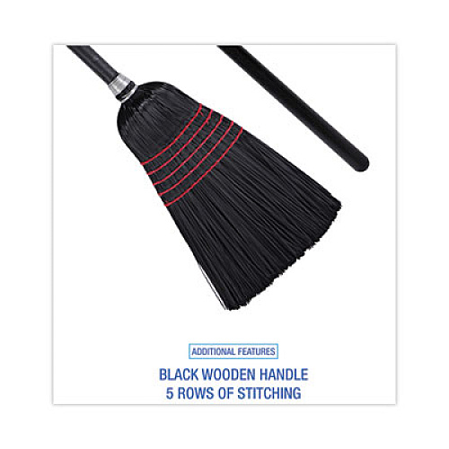 Boardwalk Flagged Tip Poly Bristle Janitor Brooms, 10 x 58.5, Wood Handle, Natural/Black, 12/Carton (930BP)