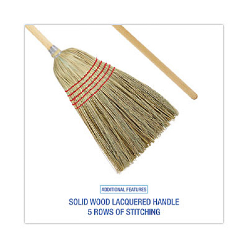 Boardwalk Parlor Broom, Yucca/Corn Fiber Bristles, 56" Overall Length, Natural, 12/Carton (926YCT)