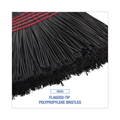 Boardwalk Flagged Tip Poly Bristle Janitor Brooms, 10 x 58.5, Wood Handle, Natural/Black, 12/Carton (930BP)
