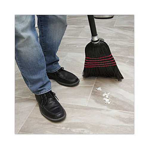 Boardwalk Flagged Tip Poly Bristle Janitor Brooms, 10 x 58.5, Wood Handle, Natural/Black, 12/Carton (930BP)