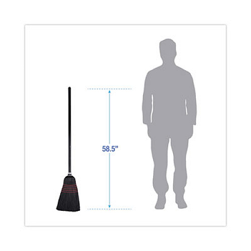 Boardwalk Flagged Tip Poly Bristle Janitor Brooms, 10 x 58.5, Wood Handle, Natural/Black, 12/Carton (930BP)