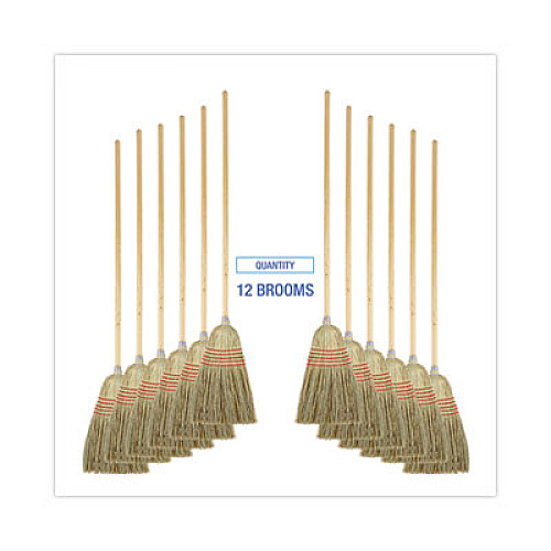 Boardwalk Parlor Broom, Yucca/Corn Fiber Bristles, 56" Overall Length, Natural, 12/Carton (926YCT)